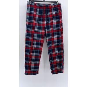 NAUTICA Men's Navy-Red Plaid Flannel Pull-On Classic-Fit Pajama Pants SZ L